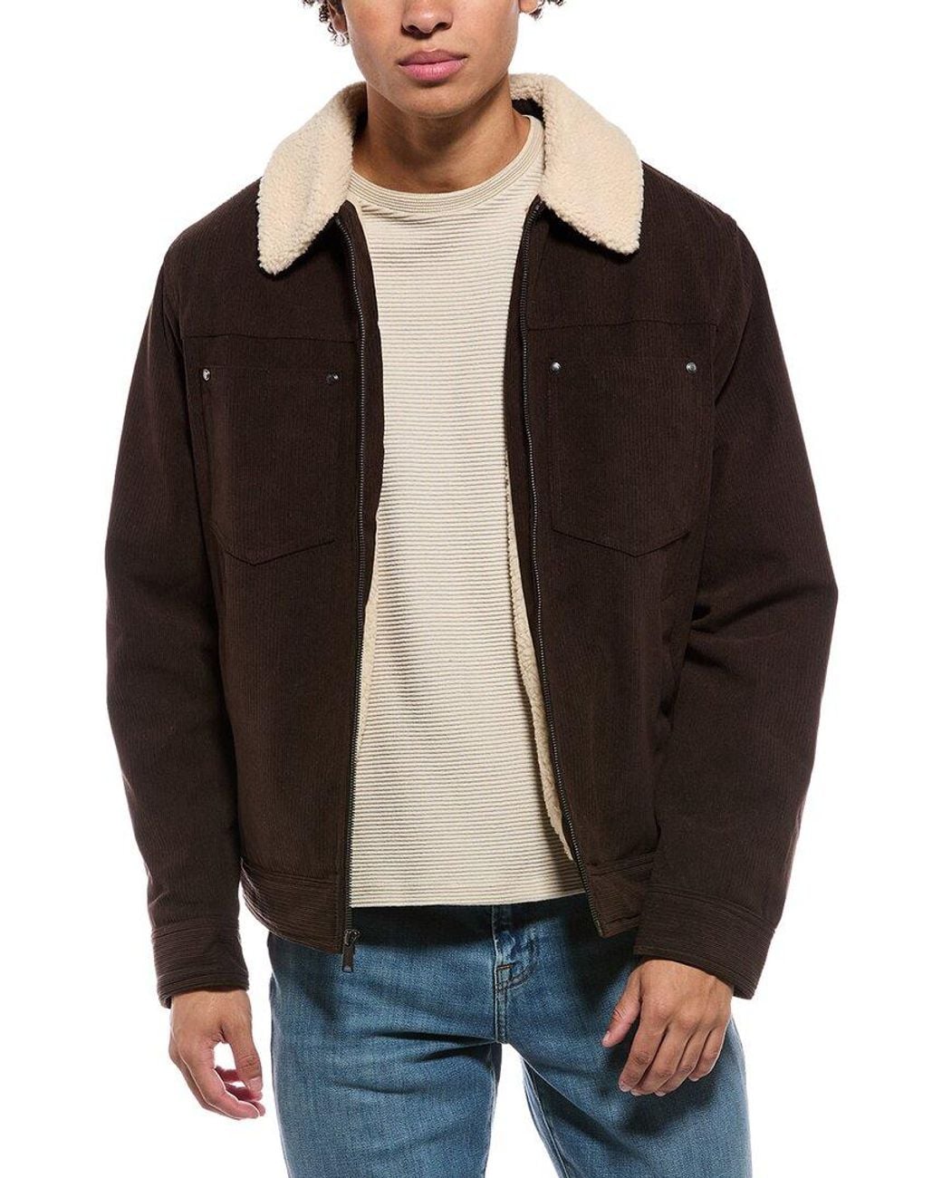 Ben Sherman Black Sherpa Lined Corduroy Jacket for men