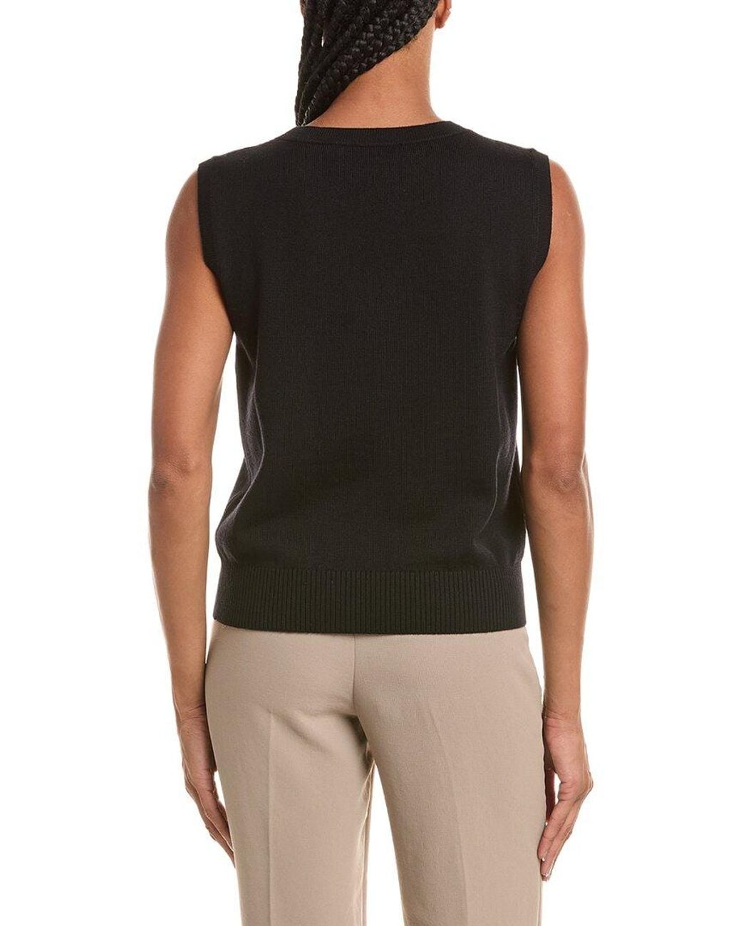 Oscar de la Renta Black Wool Knit Tank Top