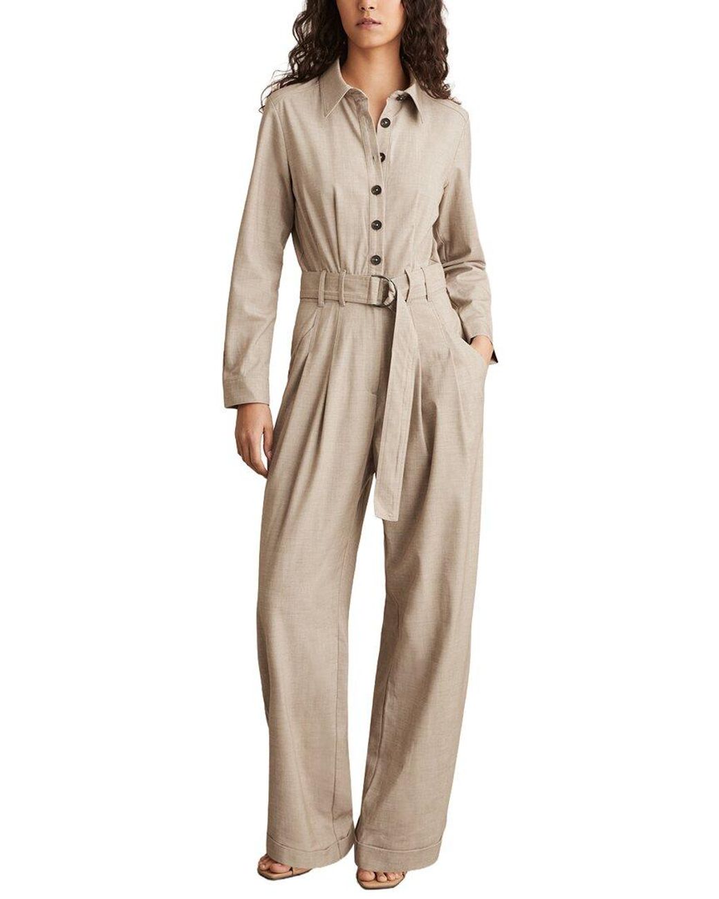 Reiss Natural Abigail Wool-Blend Tailored Jumpsuit