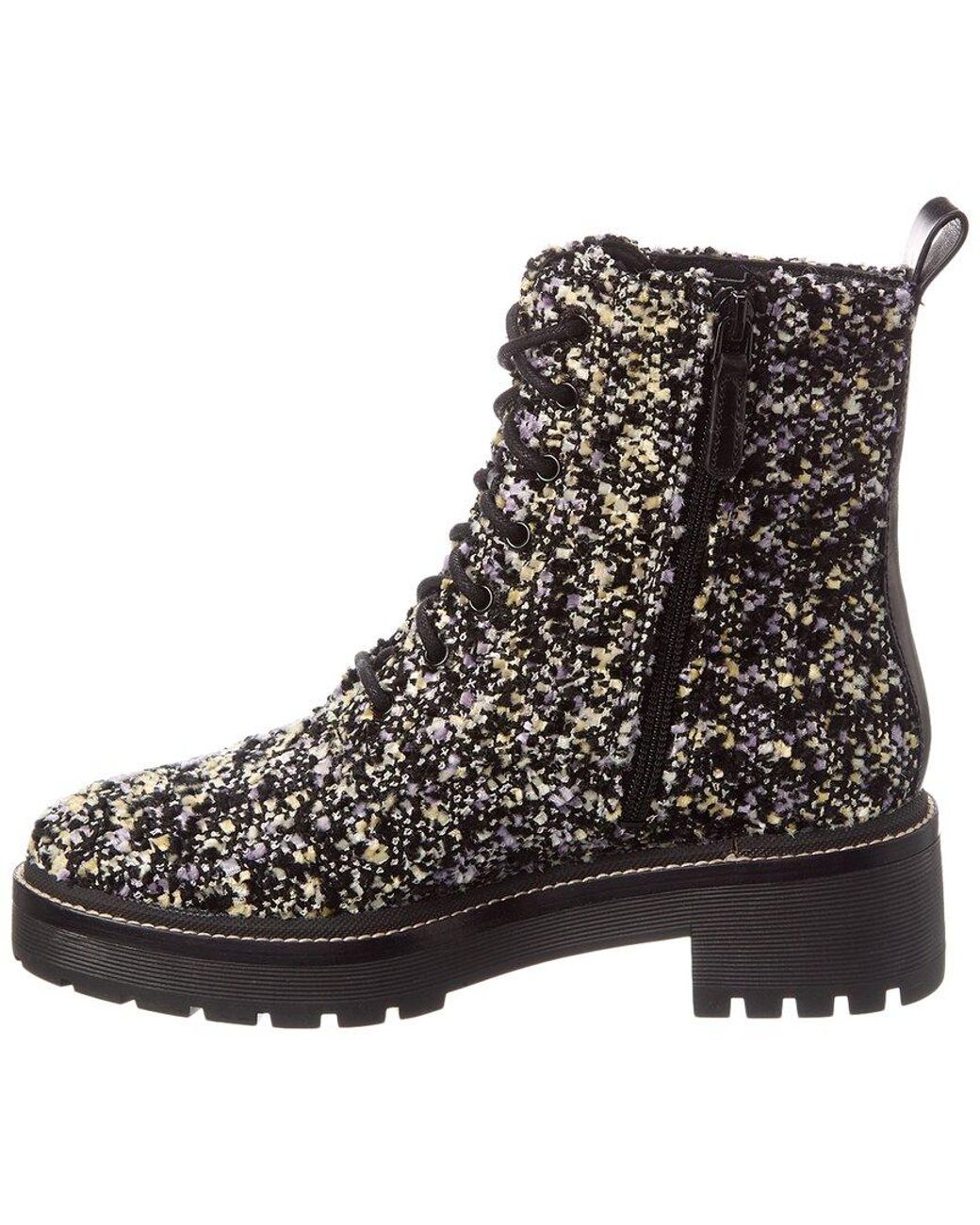 Tory Burch Black Miller Lug Sole Tweed & Leather Bootie