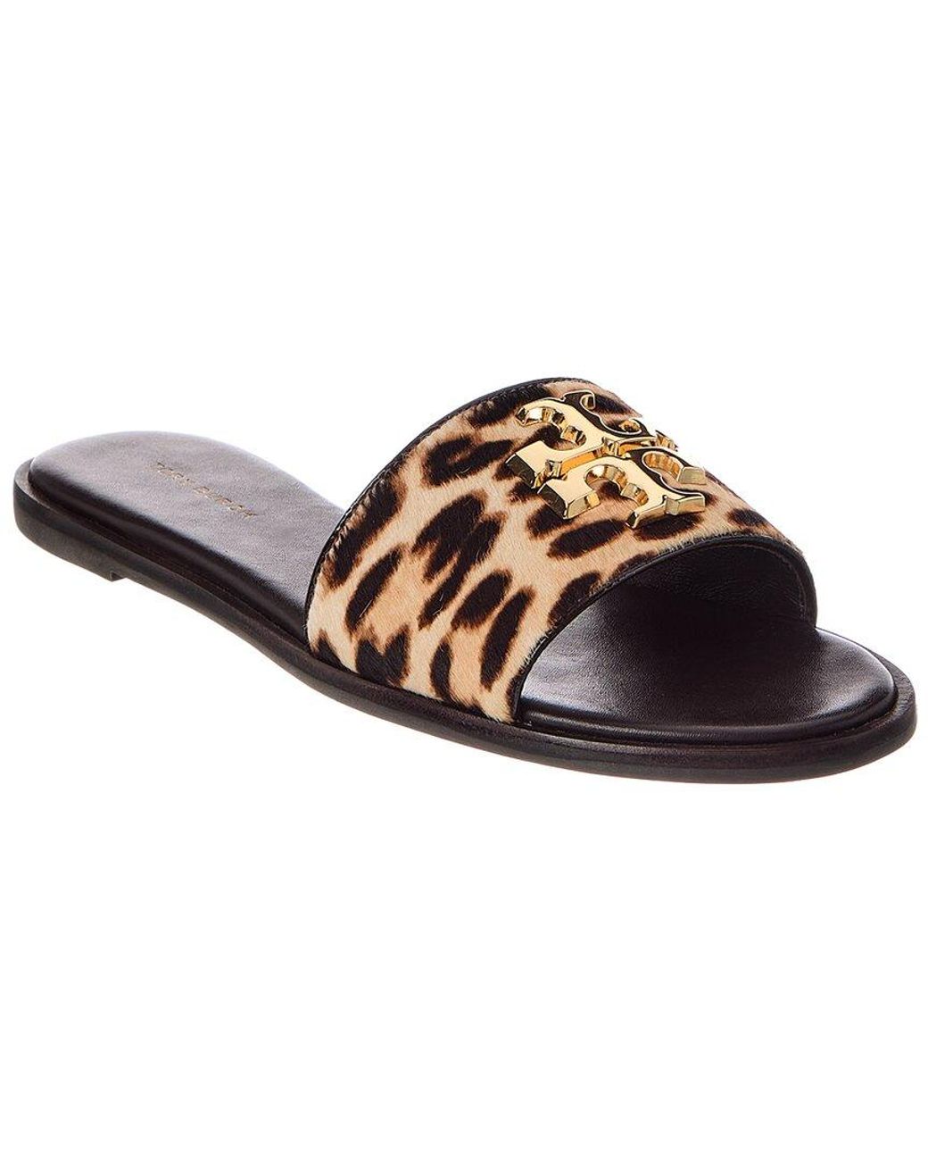 Tory Burch Brown Everly Slide Hair Calf & Leather Sandal