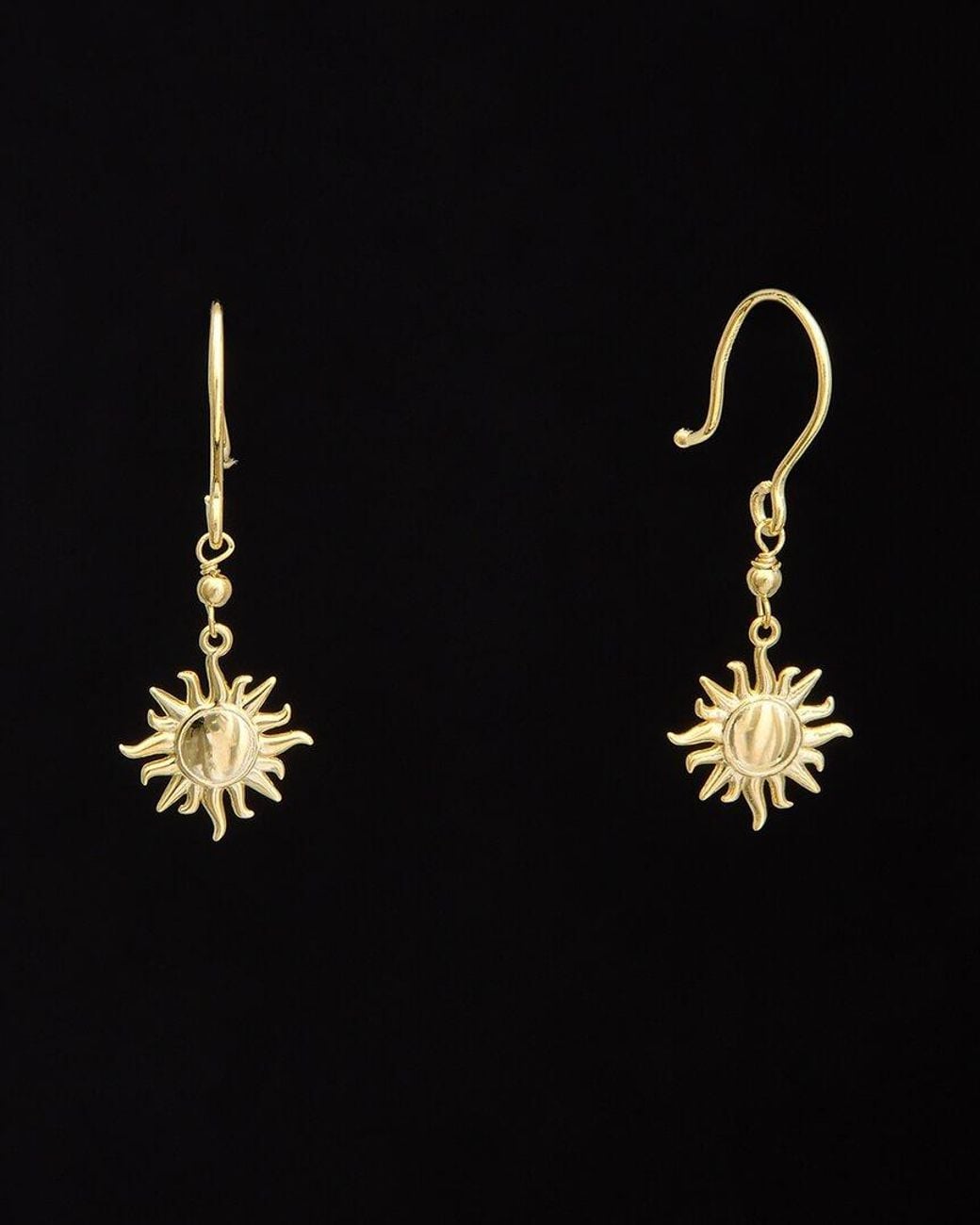 Italian Gold Black 14k Sun Dangle Earrings