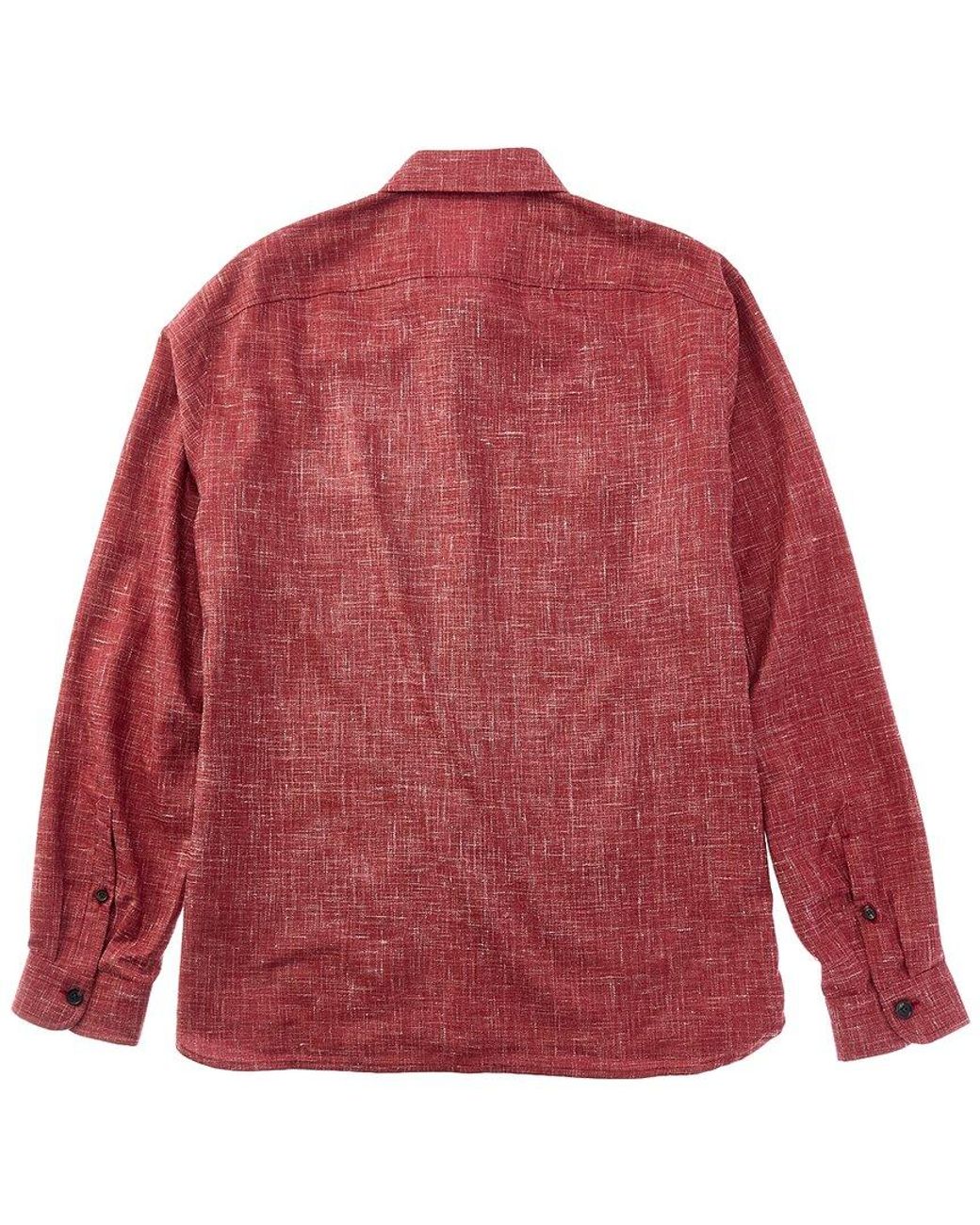 Isaia Red Wool, Silk & Linen-Blend Overshirt for men