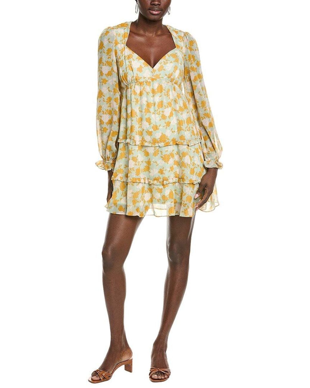 Marion Yellow Print Midi Dress