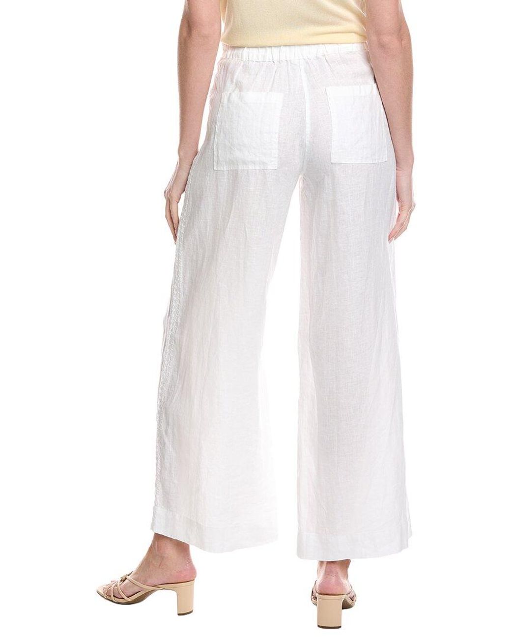 Johnny Was White Linen Wide Leg Pant