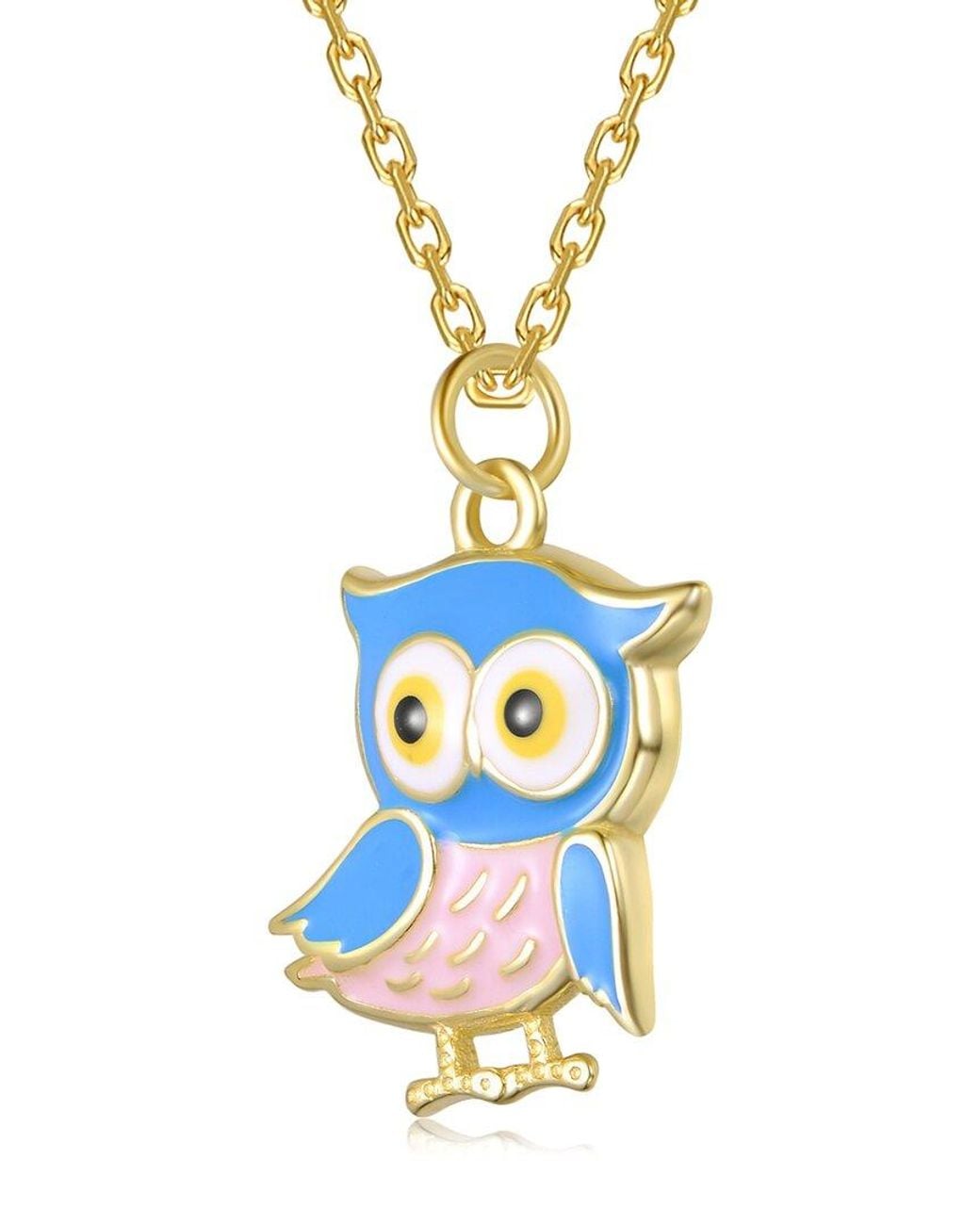 Rachel Glauber White 14K Plated Owl Pendant