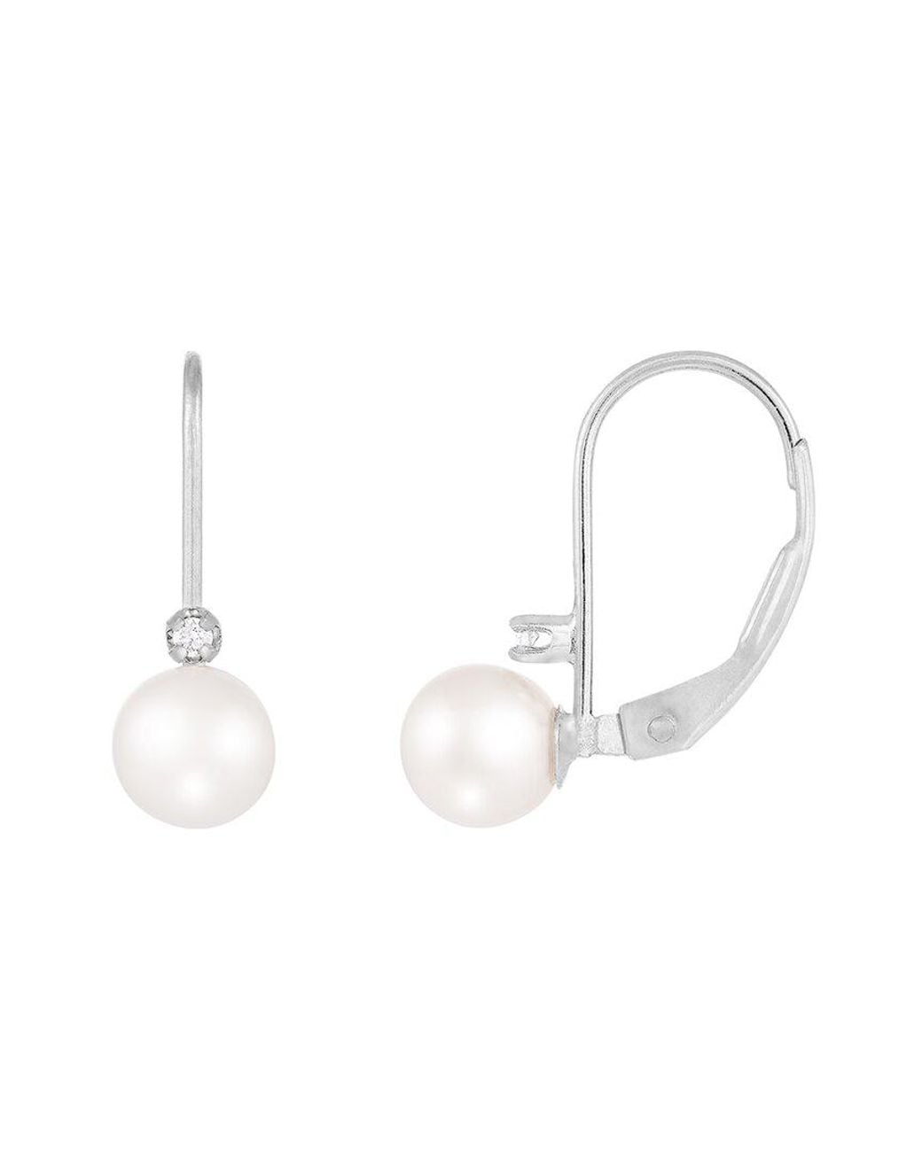 Splendid Multicolor 14k 0.02 Ct. Tw. Diamond 5-6mm Pearl Earrings