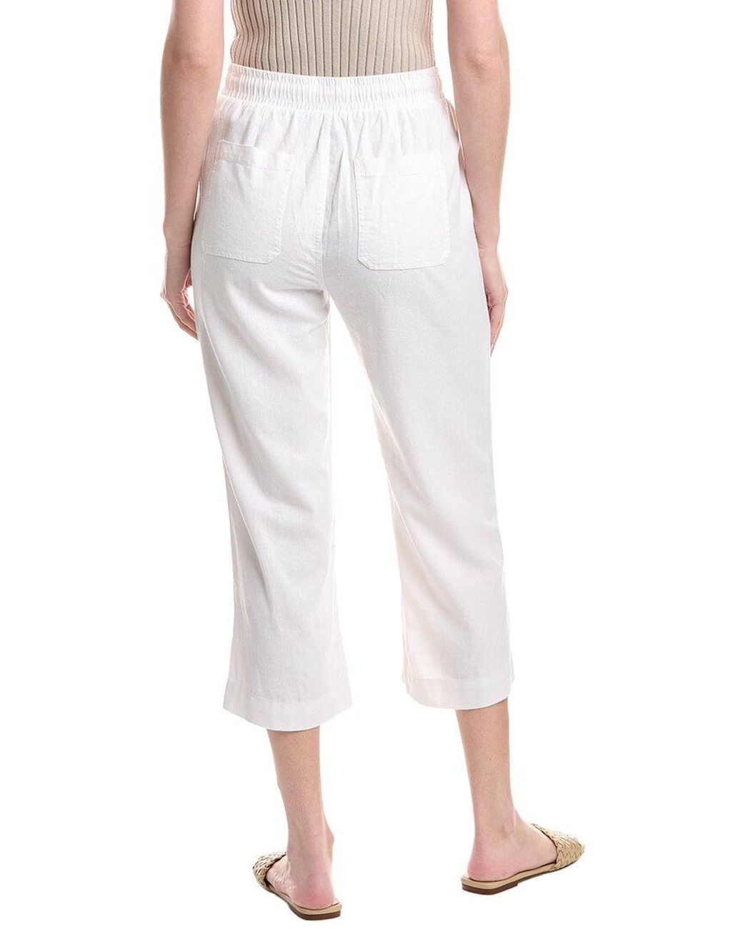 Ellen Tracy White Linen-Blend Pant