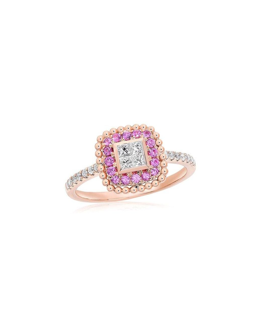 Diana M Pink Fine Jewelry 14k Rose Gold 0.29 Ct. Tw. Diamond & Sapphire Ring