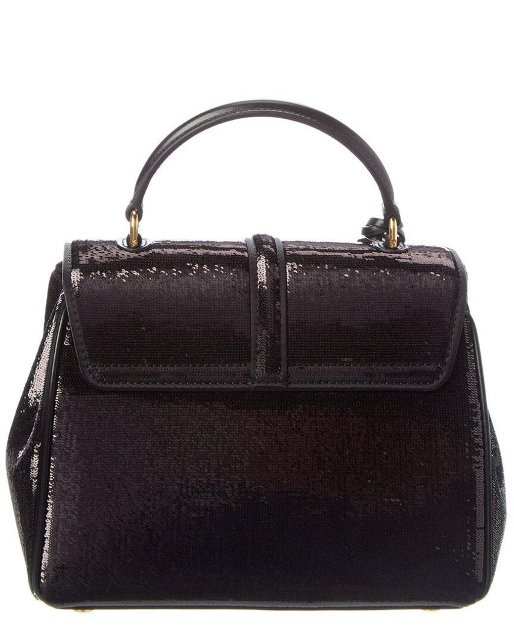 Céline Black 16 Mini Sequin Leather Satchel