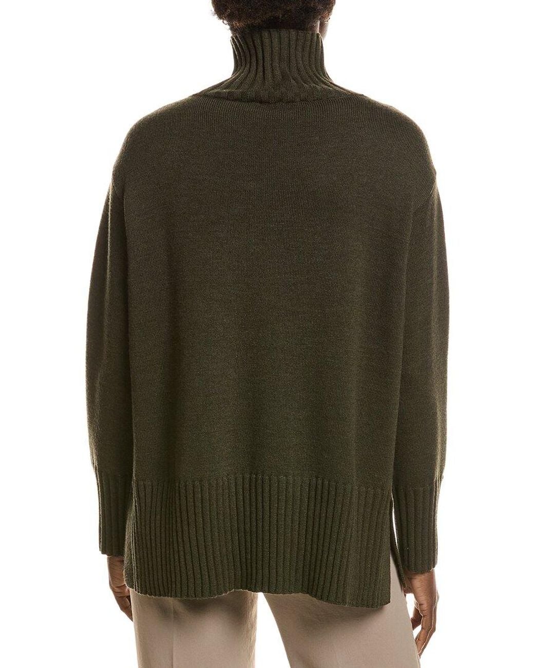 Eileen Fisher Green Wool Turtleneck Sweater