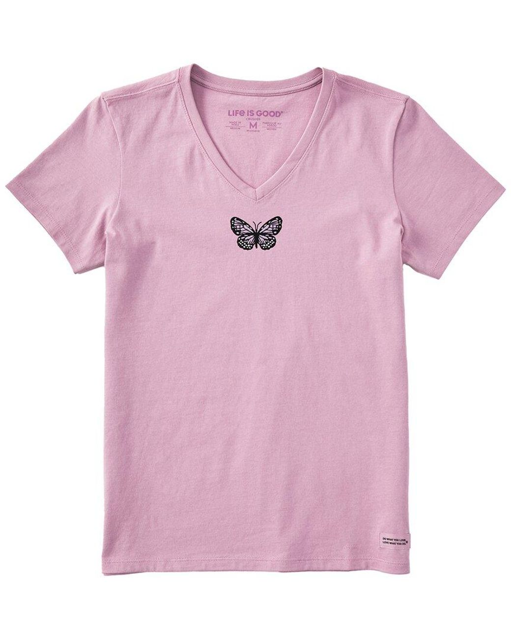 Life Is Good. Pink Crusher V-Neck T-Shirt