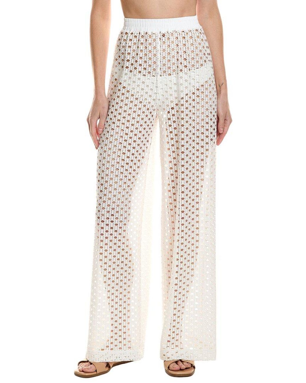 Carmen Marc Valvo White Crochet Pant