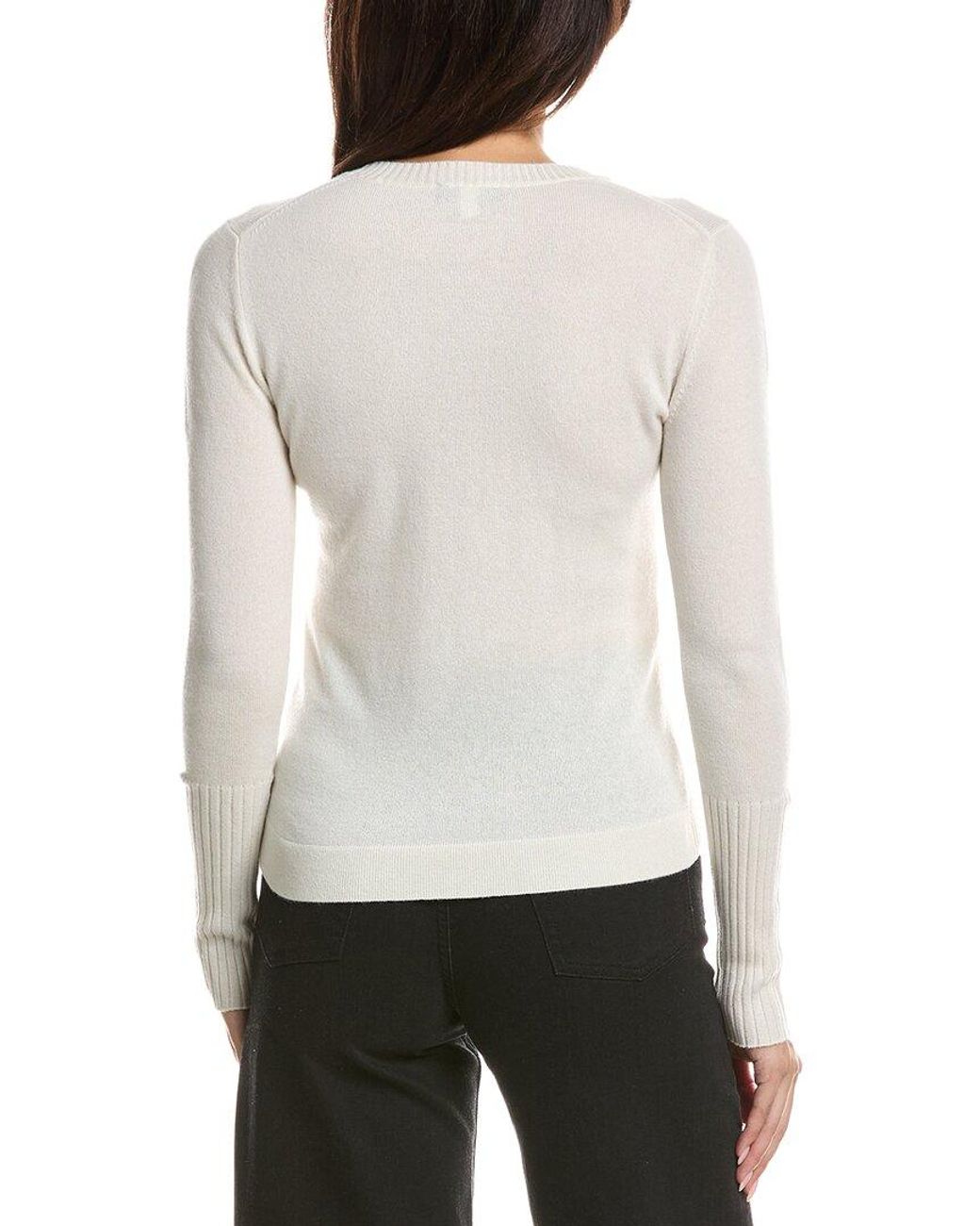 Forte White Crewneck 100% Cashmere Sweater