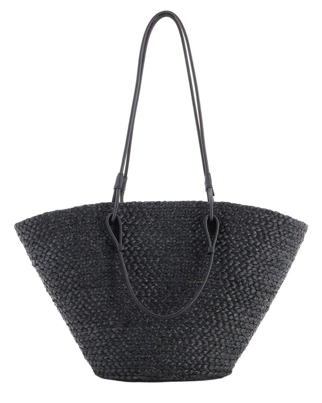Loewe Black Woven Raffia Anagram Basket Tote Medium (Authentic Pre-Loved)