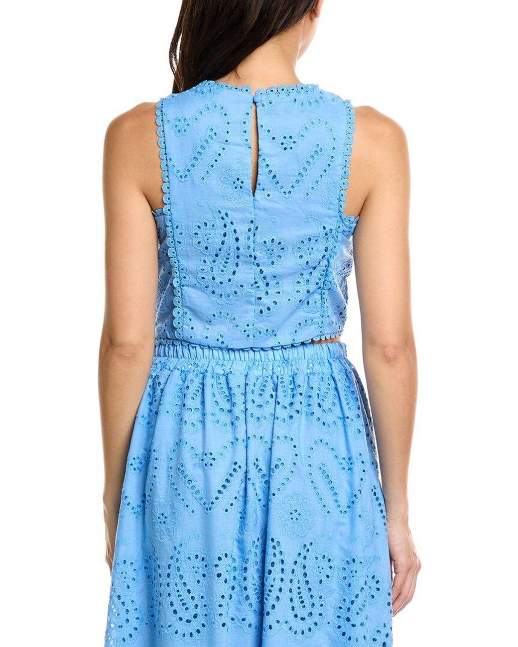 Estellina Blue Eyelet Top