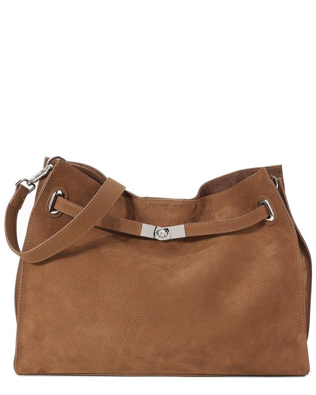 Tiffany & Fred Paris Brown Premium Suede & Leather Convertible Shoulder Bag
