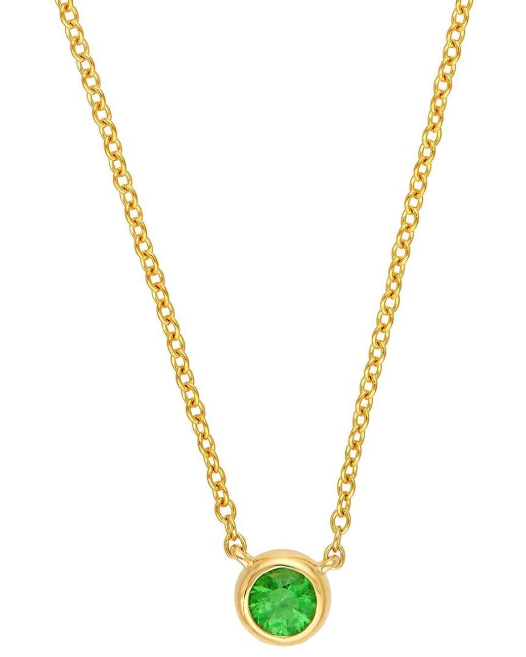 HAWLEY ST Metallic 14K 0.13 Ct. Tw. Tsavorite Bezel Necklace