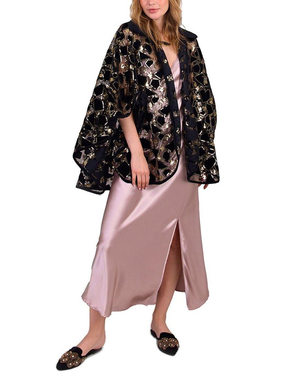 Saachi Pink Velvet Sequin Collared Capelet