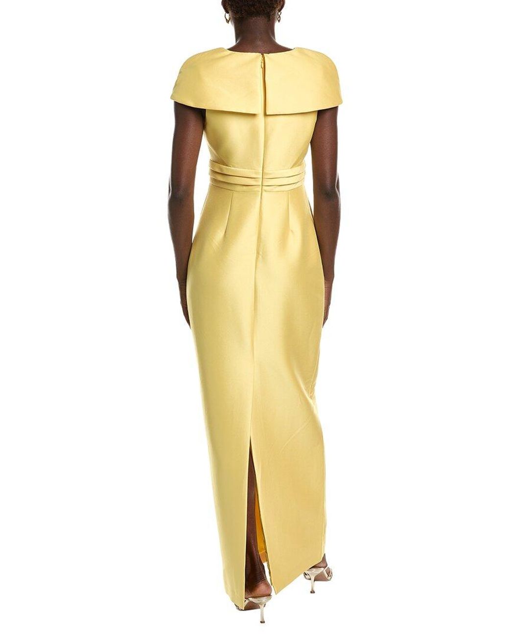 Badgley Mischka Yellow Wrap Shoulder Gown