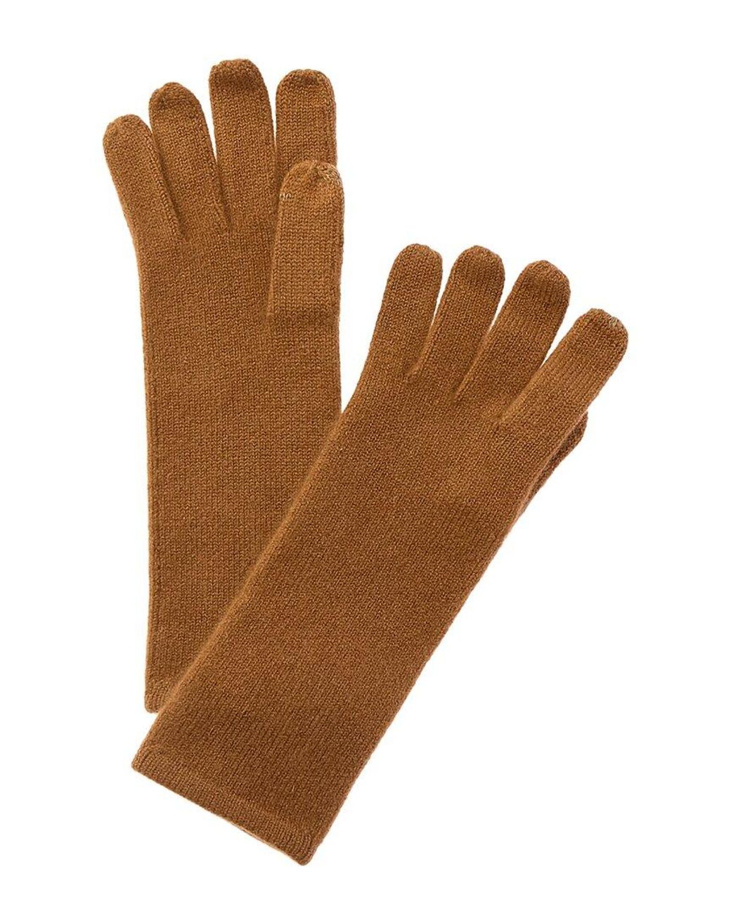 Sofiacashmere Brown Sofiacashmere Mid-Length Touchscreen Cashmere Gloves