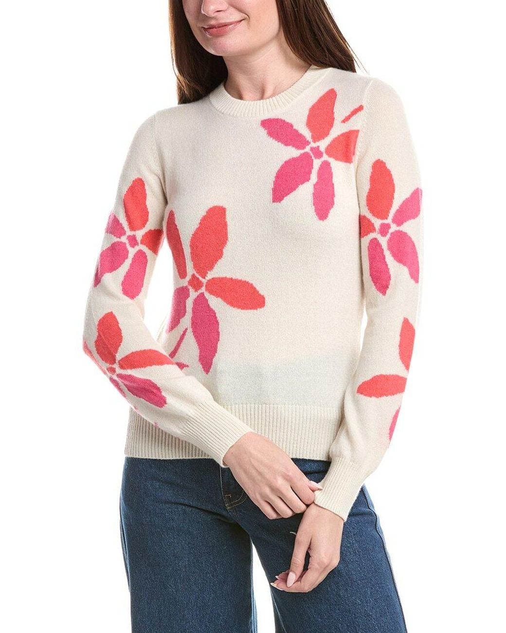 Isla Red Forrest Floral 100% Cashmere Top