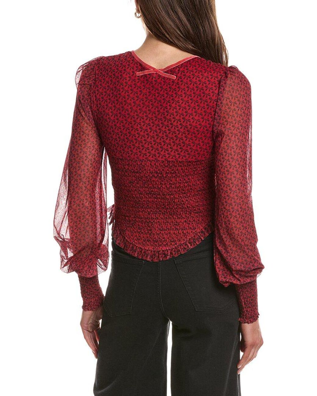 Free People Red Dottie Knit Top