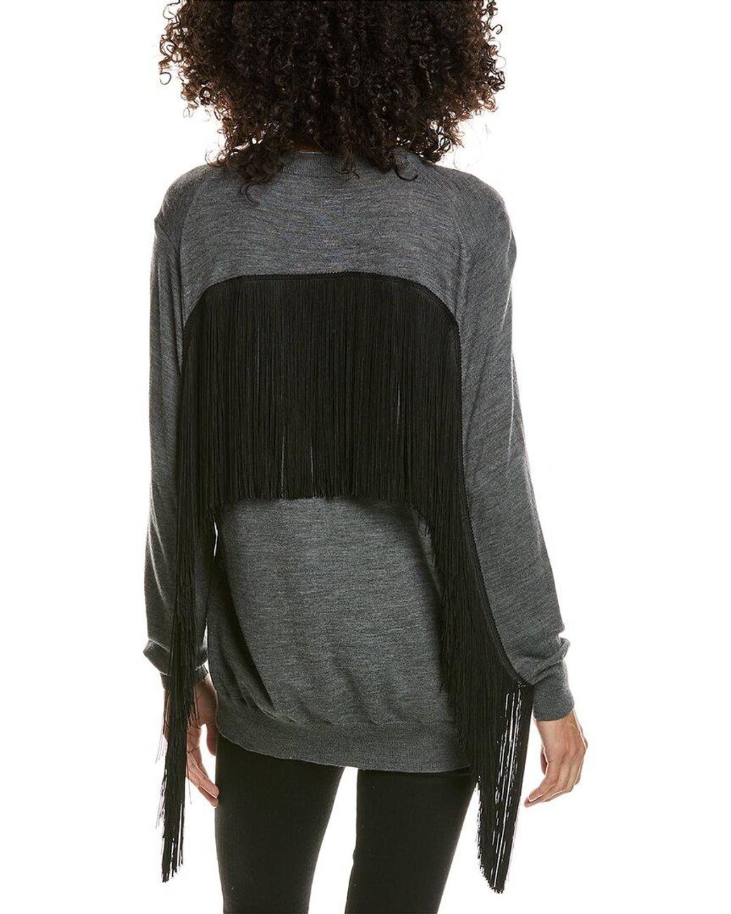 Prada Gray Fringed Wool Cardigan