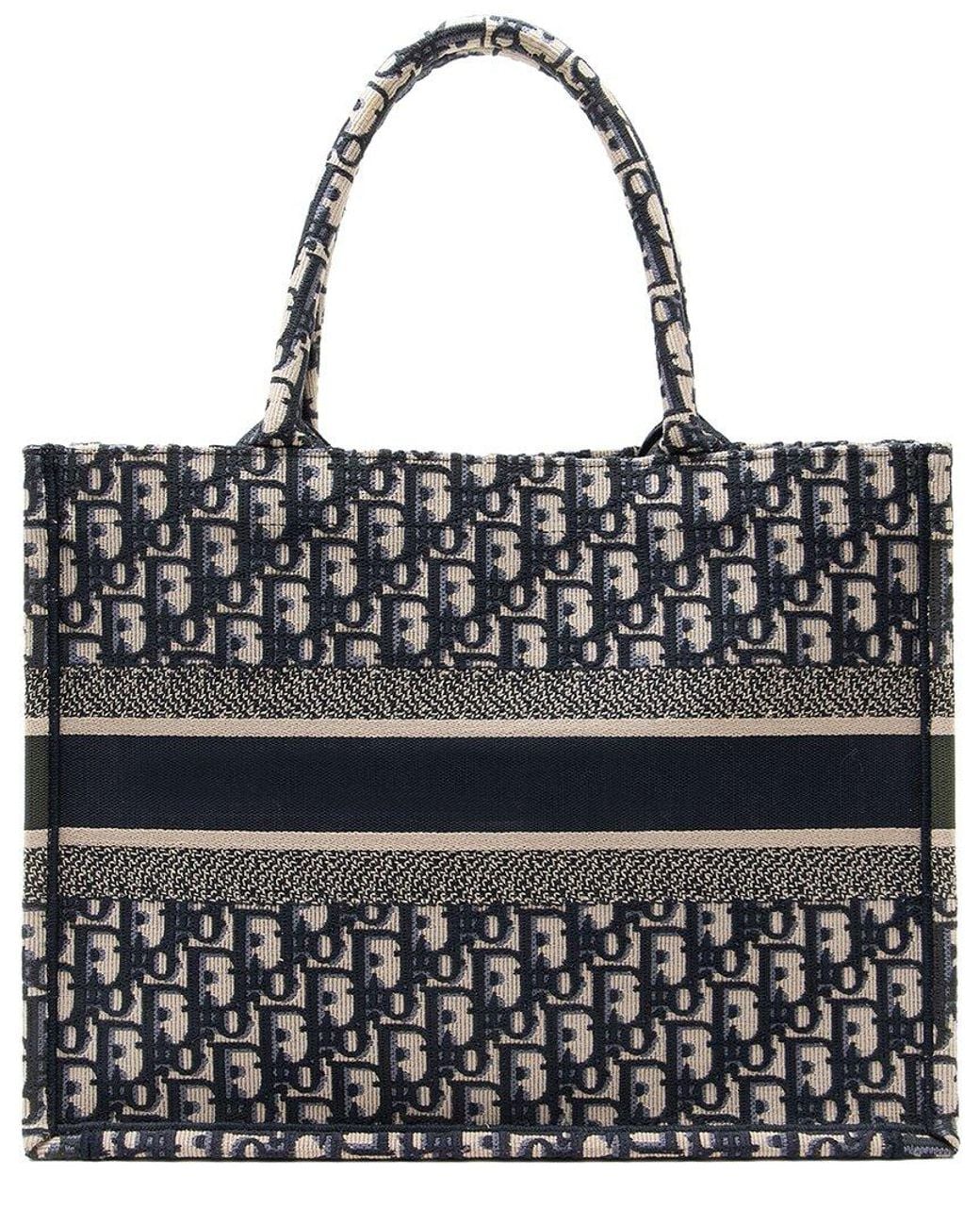Dior Black Blue Canvas Oblique Medium Book Tote (authentic Pre-loved)