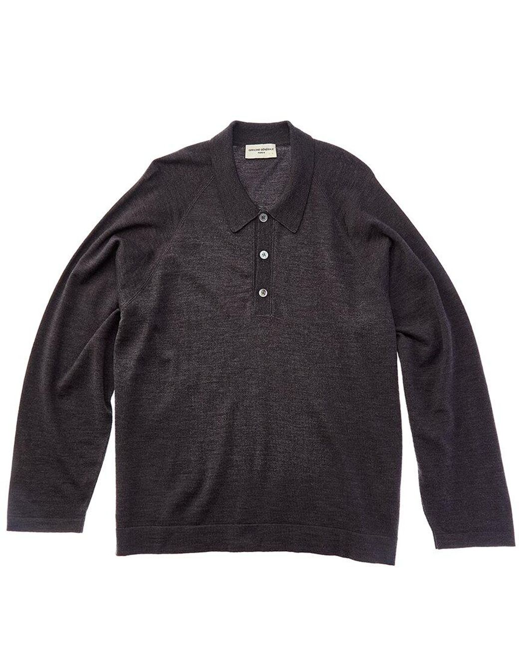 Officine Generale Blue Kass Wool Polo Sweater for men