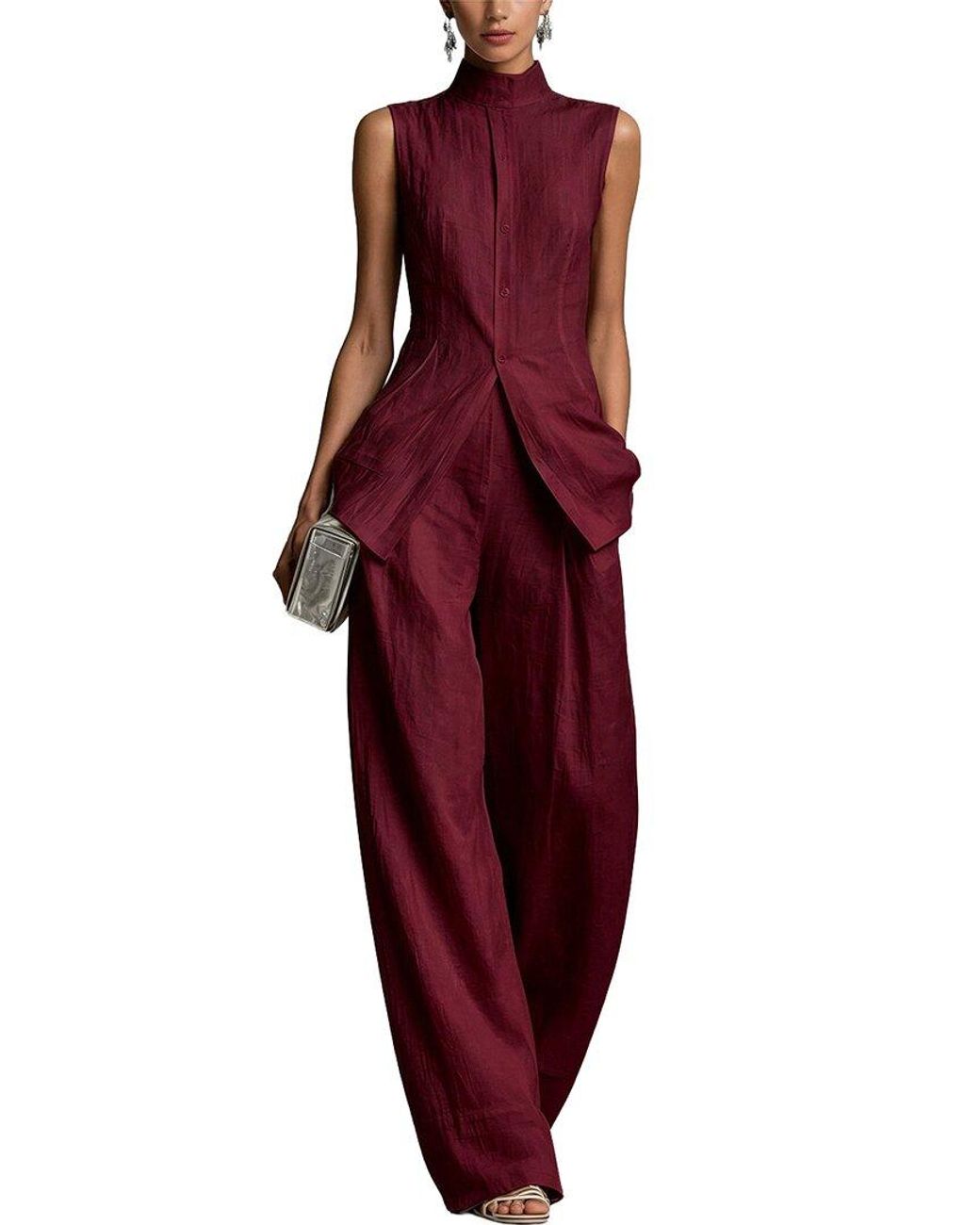 Vincent Red 2Pc Top & Pant Set