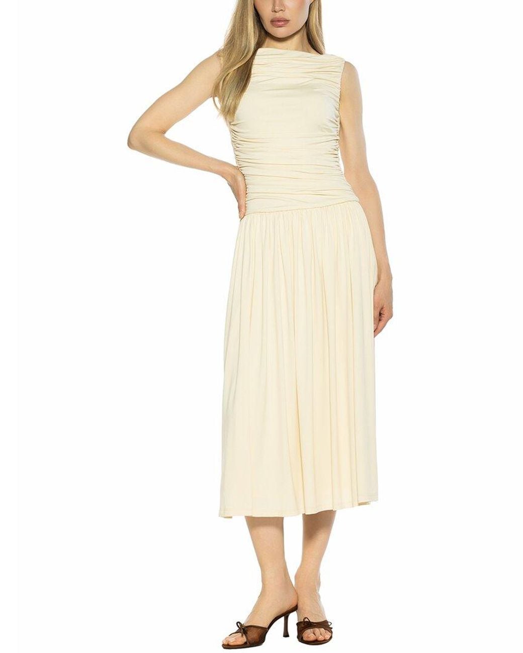 Alexia Admor Natural Lumi Portrait Neck Maxi Dress