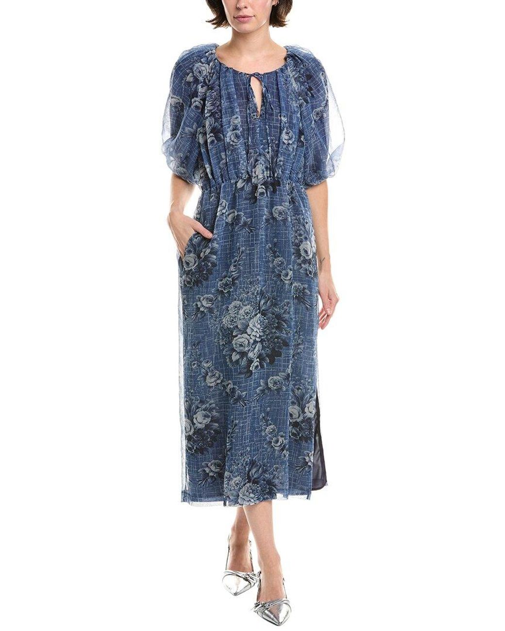 Rebecca Taylor Blue Floral Midi Dress