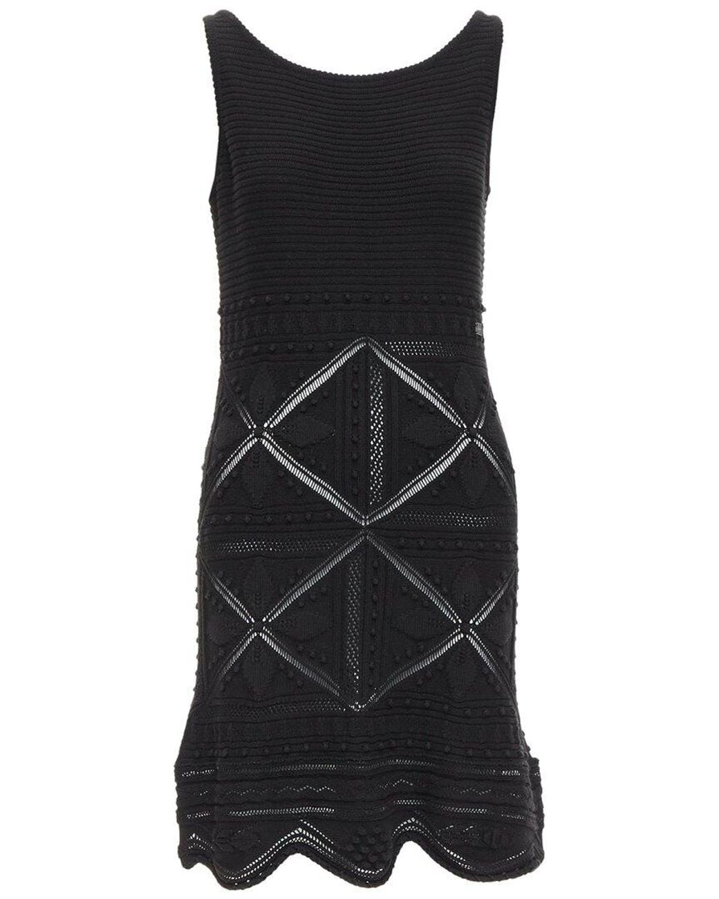 Chanel Black Knit Pointelle Dress, Size Fr (Authentic Pre-Loved)