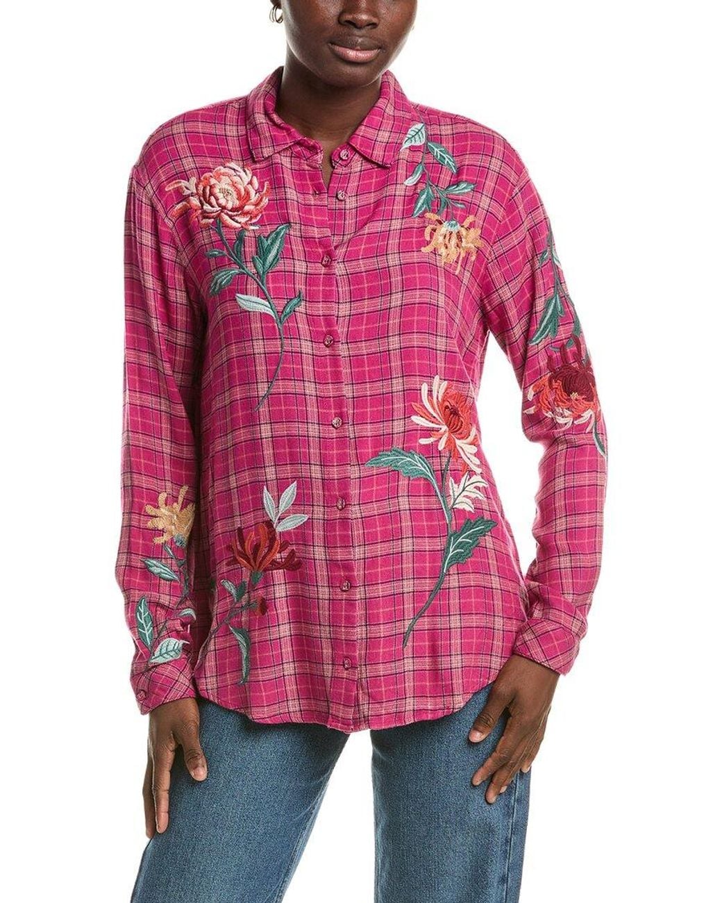 Johnny Was Red Oversized Shirt Tunic