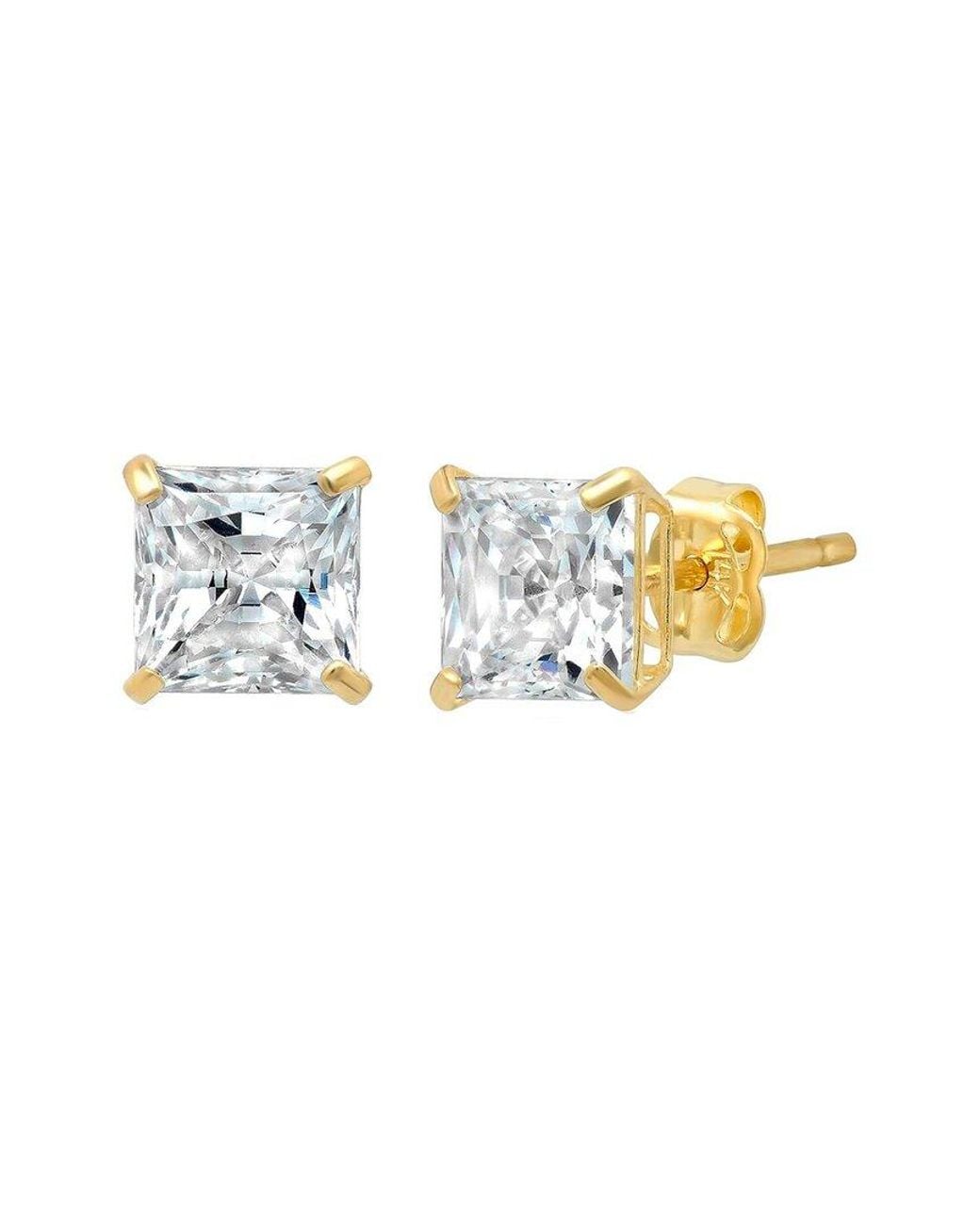 MaxColor White 14K Cz Stud Earrings