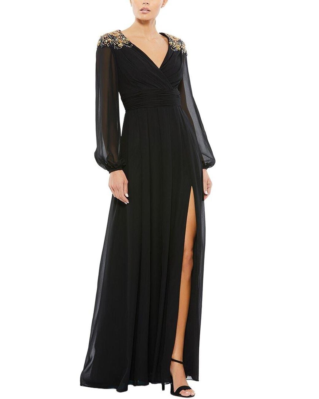 Mac Duggal Black Embellished Column Gown