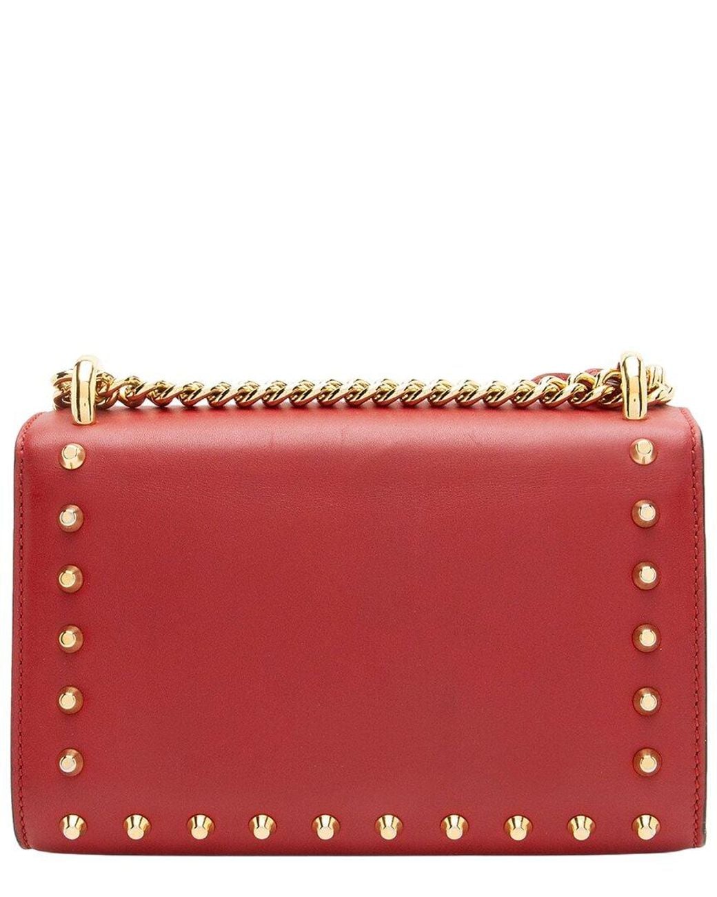 Gucci Red Leather Pearl Stud Padlock Small Shoulder Bag (authentic Pre-loved)