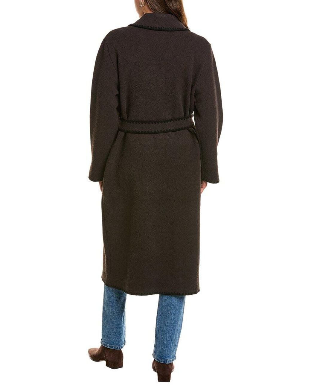 NVLT Black Longline Eyelash Wrap Coat