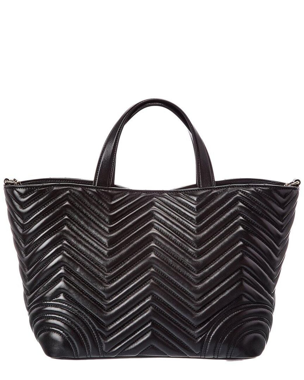 Gucci Black Gg Marmont Medium Leather Tote