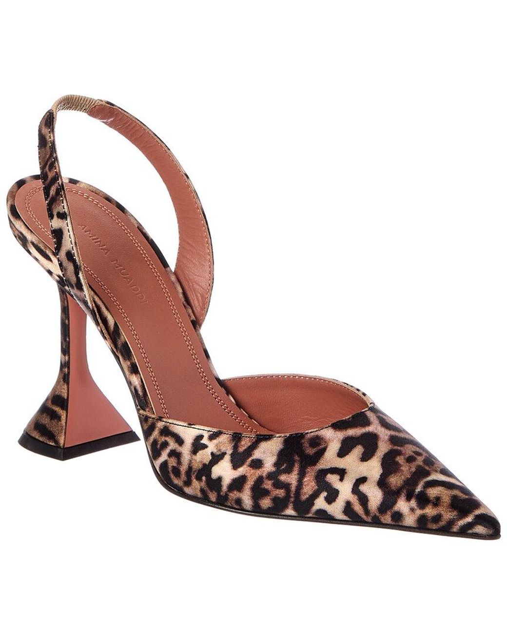 AMINA MUADDI Brown Holli Satin Slingback Pump