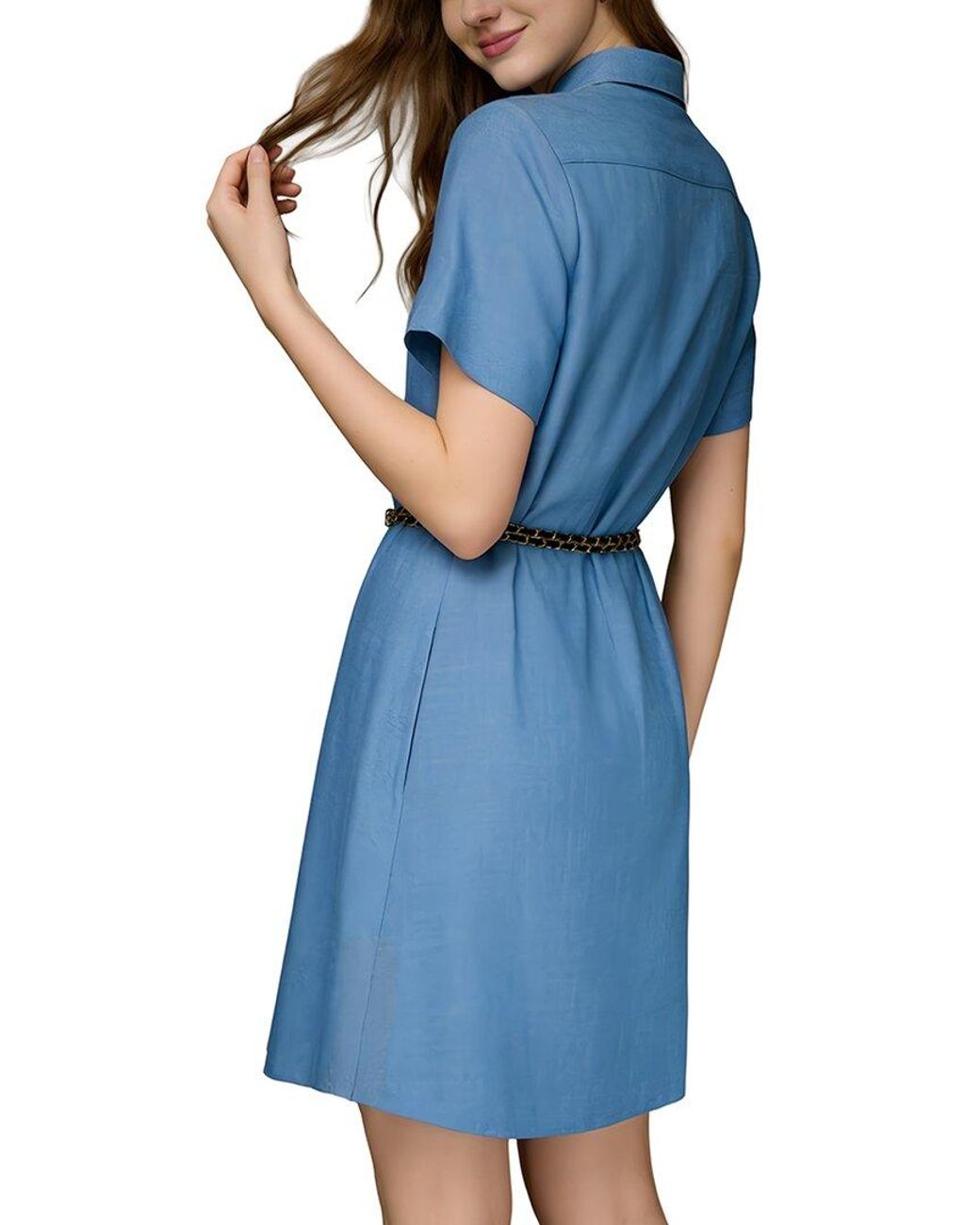 BRC By BURRYCO Blue Short Sleeve Shirt Dress