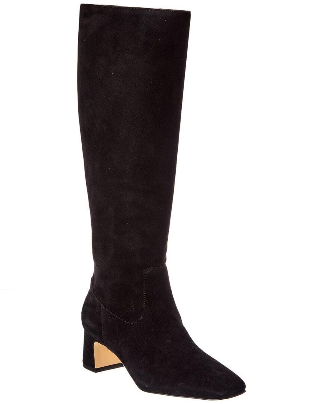 Stuart Weitzman Black Simona Zip Suede Knee-High Boot