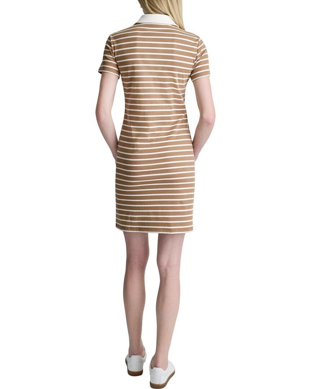DKNY Natural Short Sleeve Knit Polo Dress