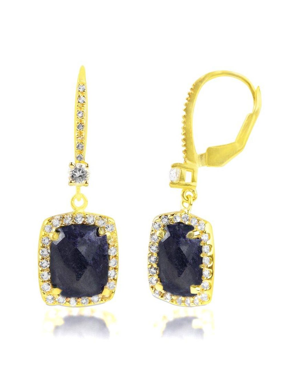 MaxColor Metallic 18K Over 6.20 Ct. Tw. Sapphire Dangle Earrings
