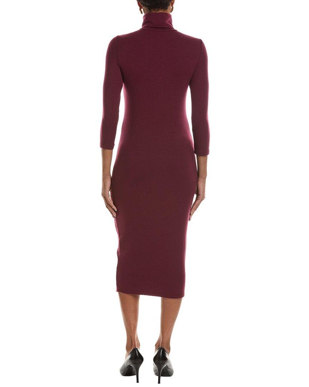 L'Agence Red Voletta 3/4 Sleeve Turtleneck Dress