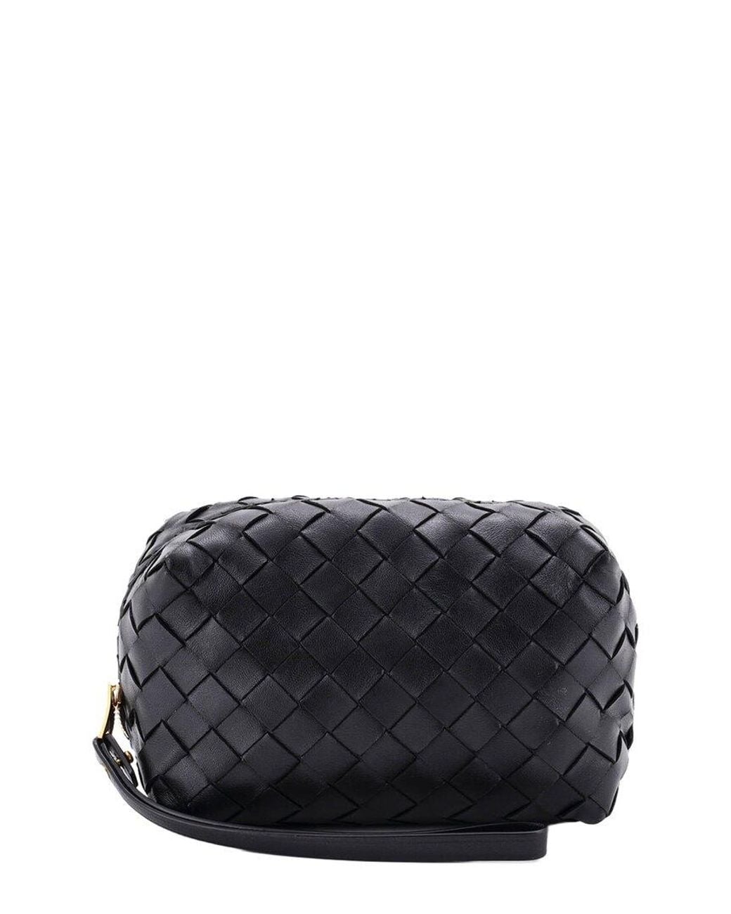 Bottega Veneta Black Intrecciato Nappa Wristlet Cosmetic Pouch (Authentic Pre- Loved)