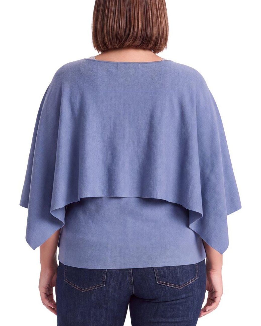 Anne Klein Blue Plus Sweater Cape Top