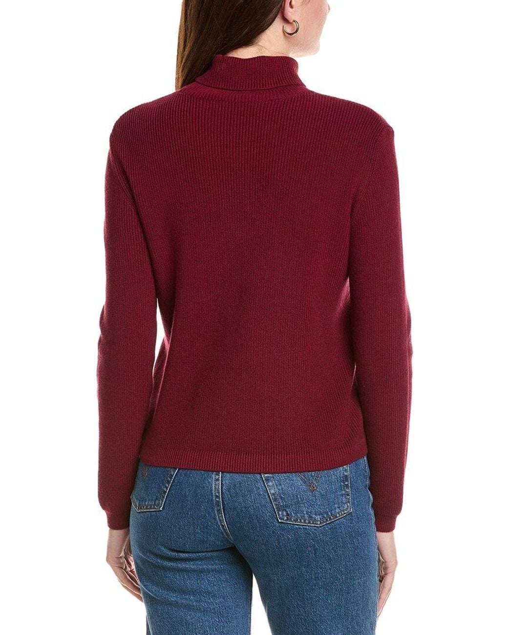 Hannah Rose Red Shaker Turtleneck Cashmere-Blend Sweater