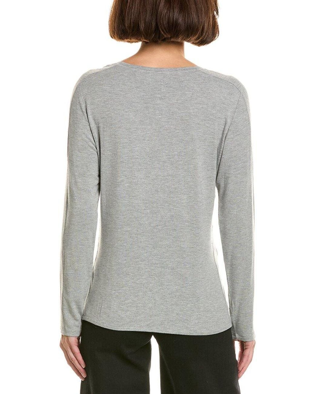 InCashmere Gray Fine Knit Crewneck T-Shirt